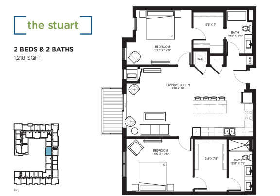 The Stuart Floor plan at The Shoreham, St. Louis Park
