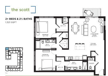 The Scott Floor plan at The Shoreham, Minnesota, 55416