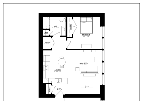 Floor Plan  the floor plan of 1 bedroom