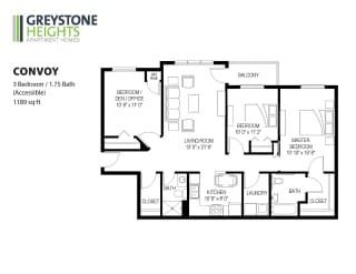 3 bedroom floor plan accessible