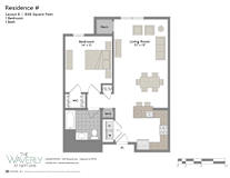 1 Bedroom 1 Bathroom Floor Plan at The Waverly at Neptune, Neptune, NJ, 07753