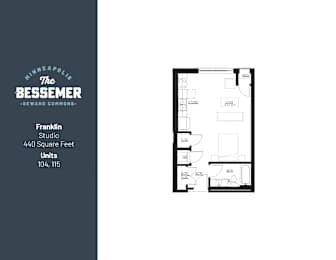 Studio 440 sq.ft. at The Bessemer at Seward Commons Apartments, Minnesota, 55404