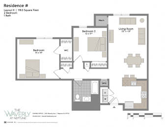 2 Bed 1 Bath Floor Plan at The Waverly at Neptune, New Jersey