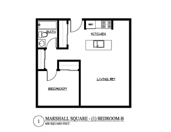  Floor Plan One Bedroom B