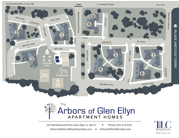 A map of The Arbors of Glen Ellyn Apartment Homes.
