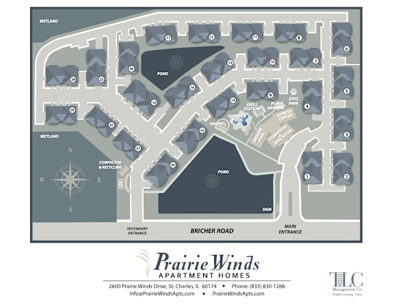 A map of the Prairie Winds Apartment Homes.