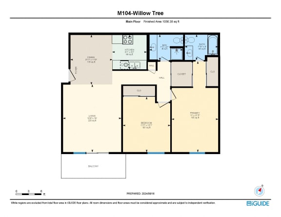 2 bedroom plan C floorplan at Willow Tree Apartments, Torrance, CA