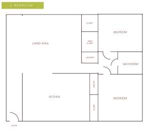  Floor Plan 2 Bedroom/1 Bathroom