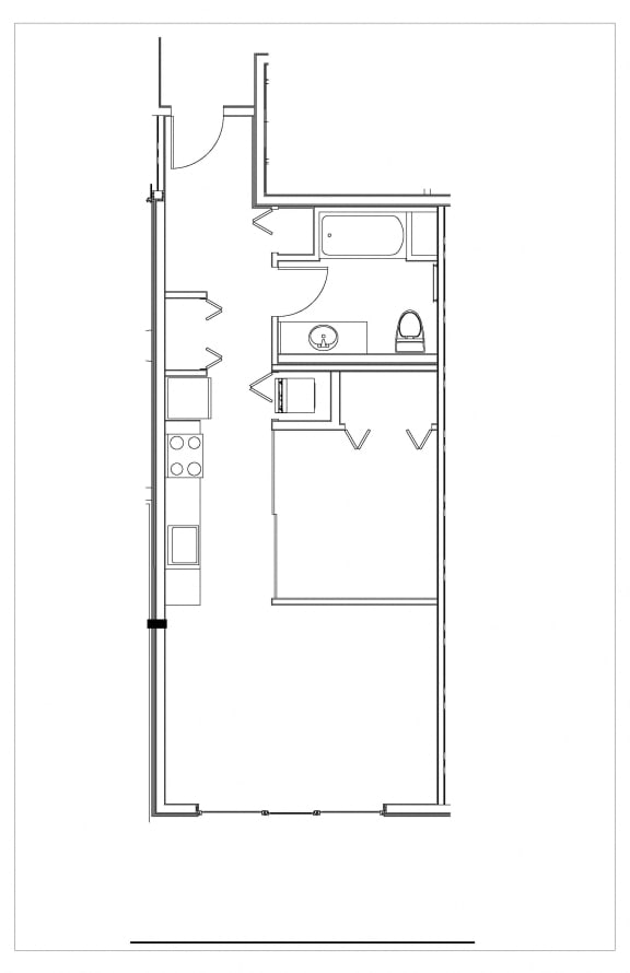 Floor Plan  1 Bed, 1 Bath Open-A