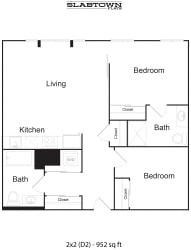 Slabtown D2 - 2x2 952 sf