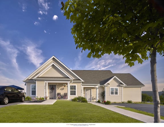 a house with a lawn and a tree