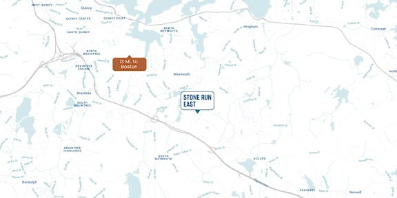 A map with a brown rectangle labeled "LEYN COMMONS" in the center.