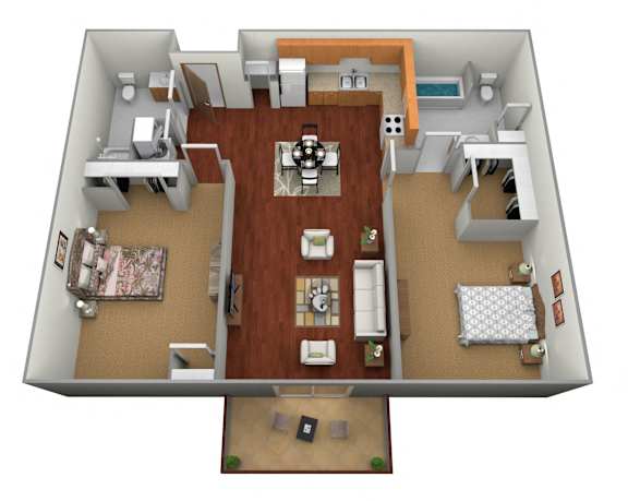 Floor Plan  2 bed 2 bath Floor Plan at Stetson Village Apartments, Fergus Falls, MN, 56537