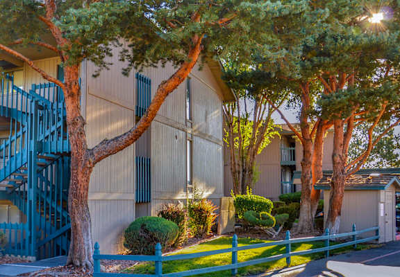 Clearwater Square Apartments Exterior Buildings with Fencing and Landscaping