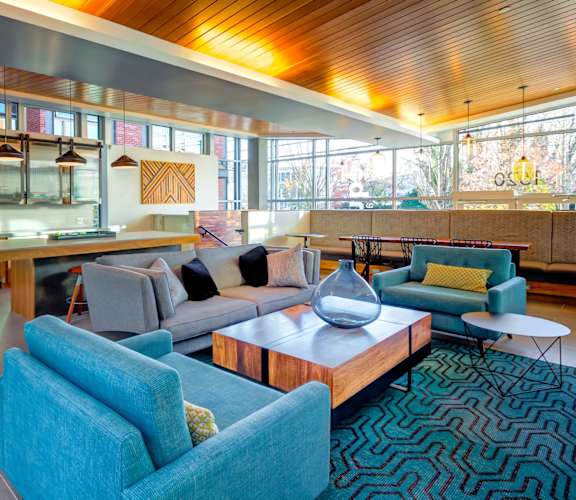 All Electric Community Kitchen In Clubroom at Equinox, Seattle