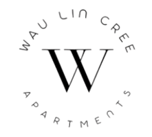 A black and white image of a logo for WauLin Creek Apartments.