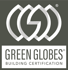 the logo for green globes building certification