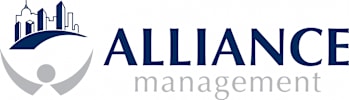 the logo for alliance management is shown next to the name of the company