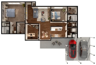 B2R Floor Plan at Elevation Apartments, Tucson, 85718