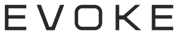 The image shows the word "EVOKE" in large, brown letters.