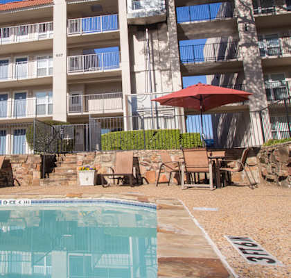 This is a picture of the pool area at Princeton Court Apartments in Dallas, TX.