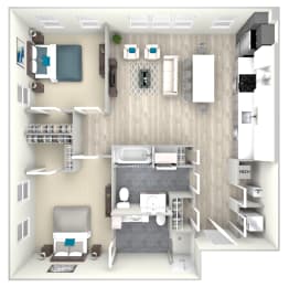 Two Bed Two Bath 1067 Floor Plan at Nightingale, Providence, RI