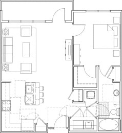 616 at village one bedroom floor plan