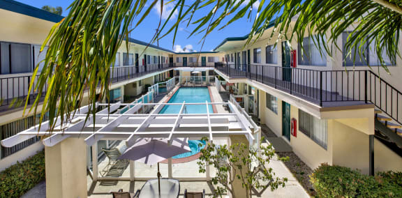 a view of the pool at Olive Tree Apartments, California, 90503