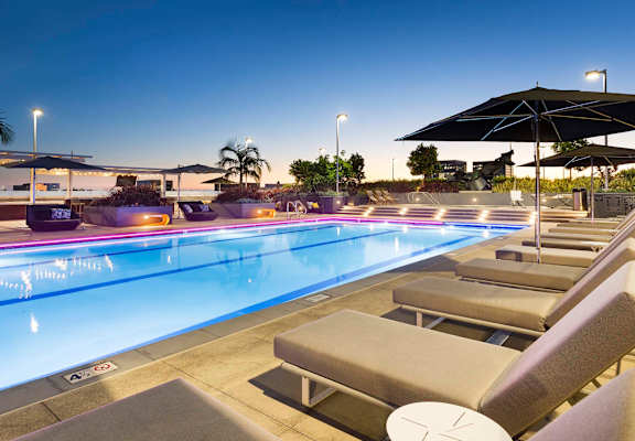 Pool View In Twilight at Elements Apartments*, Irvine, CA, 92612
