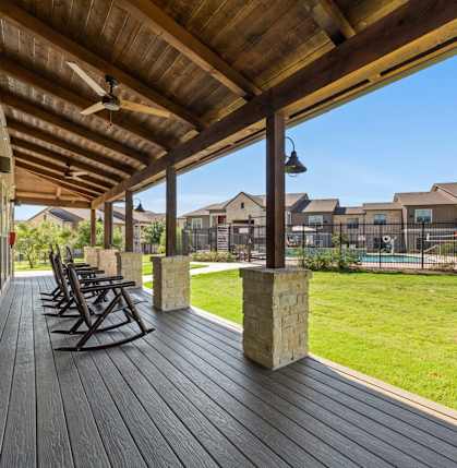Poolside Patio  at Residences at the Landing, Kerrville, TX, 78028