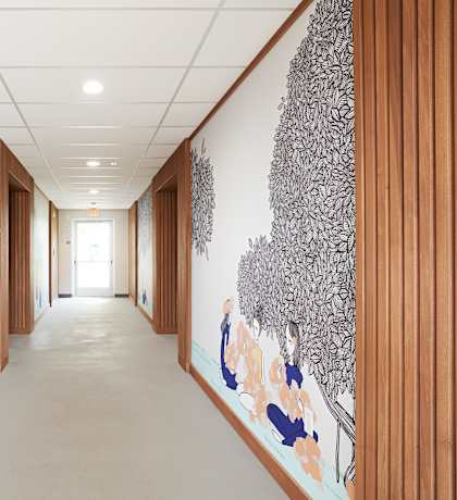 WakeaGardens_InteriorHallway_LessColorMuralsOnBothWalls