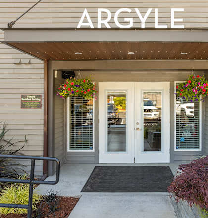 The front of a building with the name ARGYLE on it.