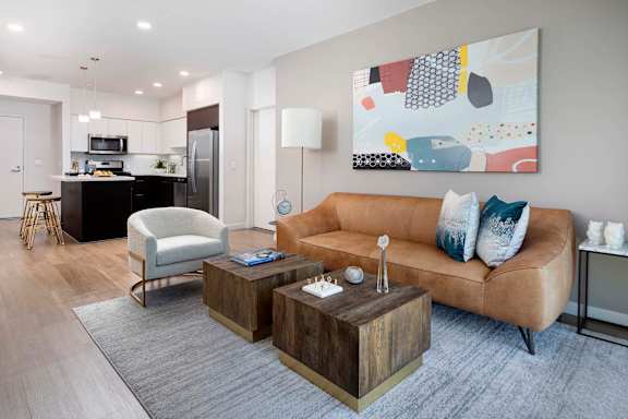 Living Area With Kitchen at Elements Apartments*, Irvine, California
