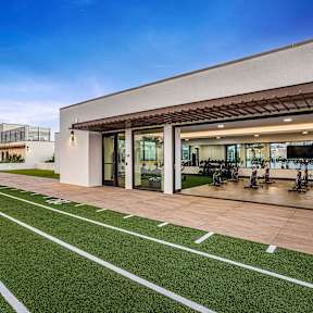 Outdoor Lounge With TV at Garden at 3Roots, San Diego, CA 92126
