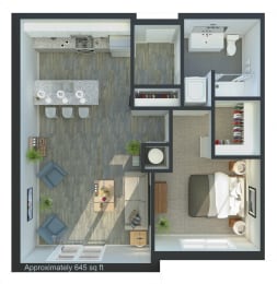 Floor Plan 1 Bdr 1 Bth Apartment