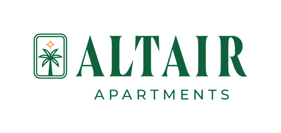 The image is a logo for Altair Apartments.