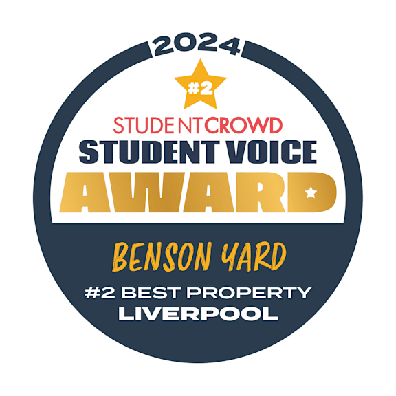 a graphic of a student voice award badge with the words best property 2022