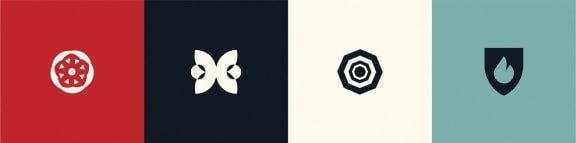 a selection of logos in different colors and designs