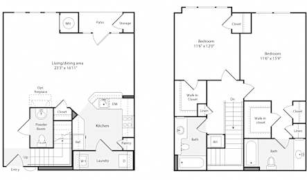 2J Floorplan at The Flats at Wheaton Station Apartments