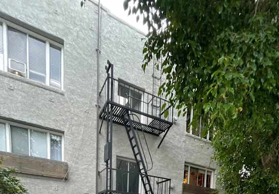 a fire escape on the side of a building