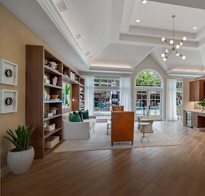 a large living room with a dining room and a kitchen