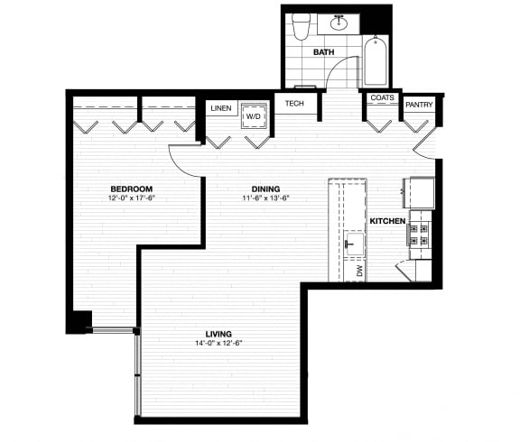 Floor Plan  Large One Bedroom