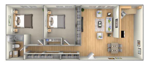 2 Bed Floor Plan at Enclave West Hartford / Parc West, West Hartford, CT