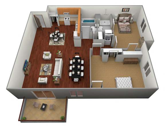 Floor Plan  2 bedroom 2 bathroom Floor Plan at Stetson Village Apartments, Fergus Falls, 56537