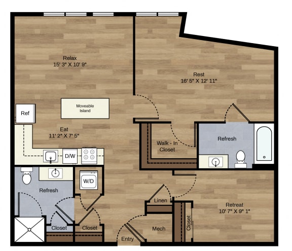 Floor Plan  E-4 2 Bedroom 2 Bath Floorplan at Centro Arlington, Arlington