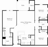 3 Bedroom Floor Plan at The Apartments at Cambridge Court, Maryland