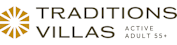 A black background with the words "TRADITIONS VILLAS" in large white and orange letters.