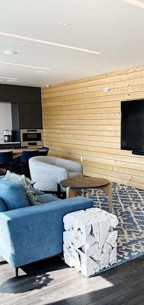 Spacious living room with couch and tv at Cannery Flats, Montana