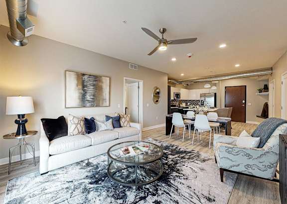 Living Room And Kitchen at Linc, Des Moines