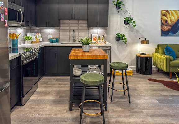 Kitchen with island at AMP 30 Apartments, San Diego, 92116